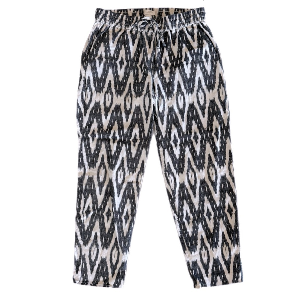 NWOT J.Crew Geometric Print Linen Blend Pull-on Casual Pants Size 0